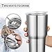 HITSLAM Tumbler 30oz Double Wall Stainless Steel Tumbler Vacuum Insulation Travel Mug for Cold Drink/Hot Beverage includes 2 Straw Lids, Cup Handle, Straw, Cleaning Brush (Silver)
