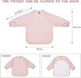 Vicloon Baby Weaning Bibs with Long Sleeves Pink PU Waterproof Feeding Bibs view 2
