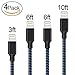 Lightning Cable,AOFU iPhone Charger 4Pack 3FT 6FT 6FT 10FT to USB Syncing and Charging Cable Data Nylon Braided Cord Charger for iPhone 7/7 Plus/6/6 Plus/6s/6s Plus/5/5s/5c/SE and more-BlackBlue
