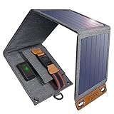 CHOETECH Solar Charger, 14W Solar Panel Phone Charger Waterproof Foldable Camping Charger Compatible iPhone Xs Max/XS/X/8, Galaxy S10/S10+, Other Smartphones, iPad, Camera, Bluetooth Speaker and More
