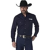 Wrangler Men's big-tall Big & Tall Logo Two Pocket Long Sleeve Woven Shirt