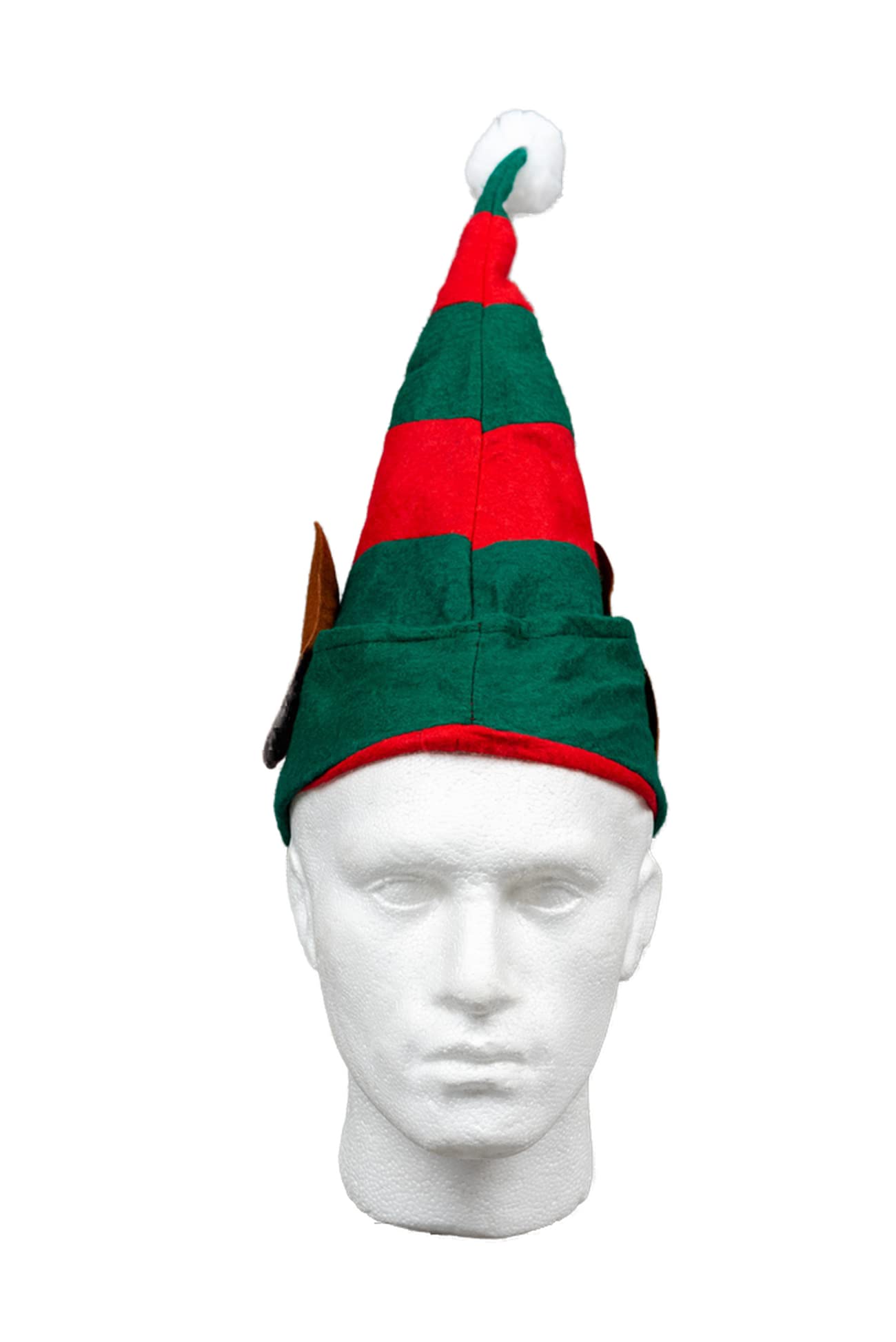 SHATCHI 12pcs Christmas Elf Hat with Ears Xmas Santa Helper Hat Red and Green Xmas Fancy Dress Pom Party Costume Accessories One Size Adult Polyester