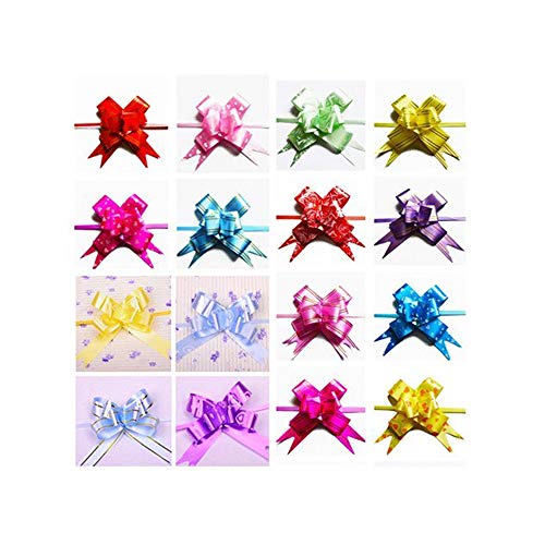 AUCH 100Pcs Elegant Festival Assorted Colors PVC Pull Bows/Christmas Gift Knot Ribbon Strings for Gift Wrapping or Floral Decoration, Random Color, 348cm