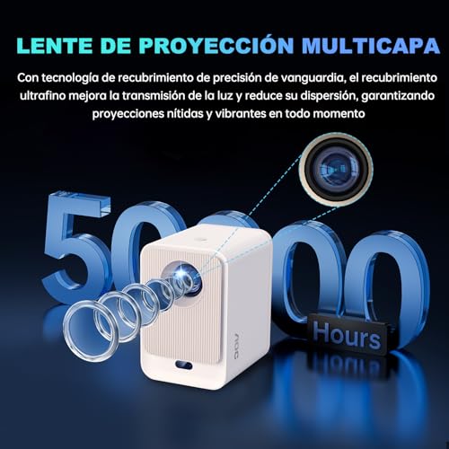 AOC 1080P Smart Projector,Fully Sealed,300 ANSI & 12000 Lumen & Auto Focus & Android 12.0,Projectors with Wifi6 and Bluetooth 5.0,250'' Screen, Portable Projector for Phone/PC/HDMI/USB (White+Yellow)