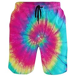 visesunny Tie Dye Colorful Rainbow Print Men's