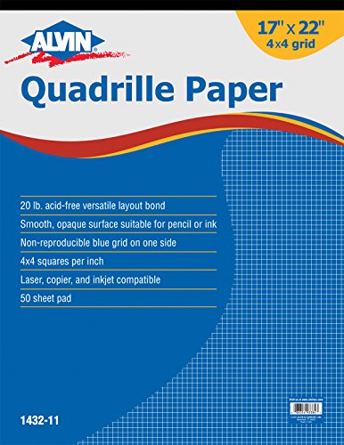 Alvin Quadrille Paper Grid Pad, Size 17 x 22 Inches (1432-11)