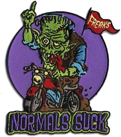 Normal Sucks Frankenstein Monster Patch Embroidered Iron On Applique