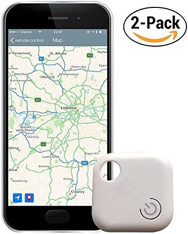 Komire 2-Pack Mini Bluetooth Tracker, Smart Key Finder Phone Finder, Wireless Wallet Bag Pet Locator Anti-lost Tag with Free App for Android IOS, Support Remote Self-timer/Recording (White)