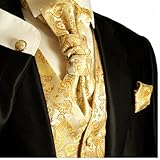 Paul Malone Tuxedo Vest Set . Gold Paisley . Formals and Wedding