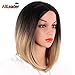 AliLeader 14inch Short Bob Wigs Ombre Blonde Wigs no Bangs Straight Wigs for Black Women Cosplay Synthetic Wig Natural As Real Hair