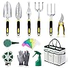 YISSVIC Outils de Jardinage 12 Pièces Outils de Jardin avec Sac de Rangement, Arrosoir, Gants de Jardinage
