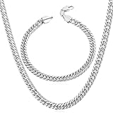 Chain Set U7 Fashion Jewelry Platinum Plated Franco Chain 6mm Wide Hip Hop Jewelry Set (Necklace and Bracelet)