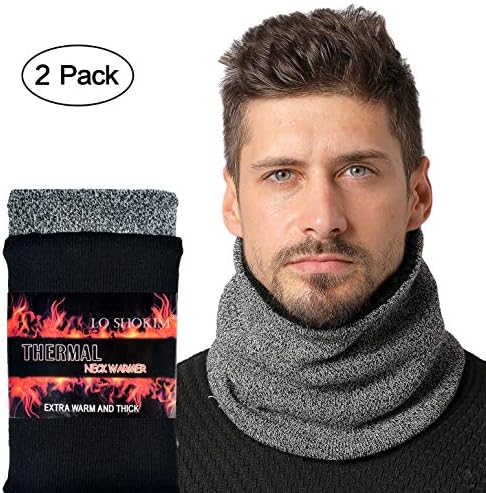 Lo Shokim Harsh Winter Double-Layer Soft Fleece Lined Thick Knit Neck Warmer Circle Scarf Windproof