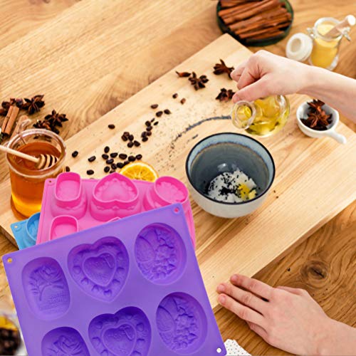 Helpcook 3 Pack Silicone Soap Molds,6 Cavities Soap Making Molds,Mixed