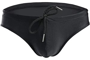 CSMARTE Mens Solid Swim Briefs Drawstring Shorts Trunks Bikini Briefs Sport Swimwear