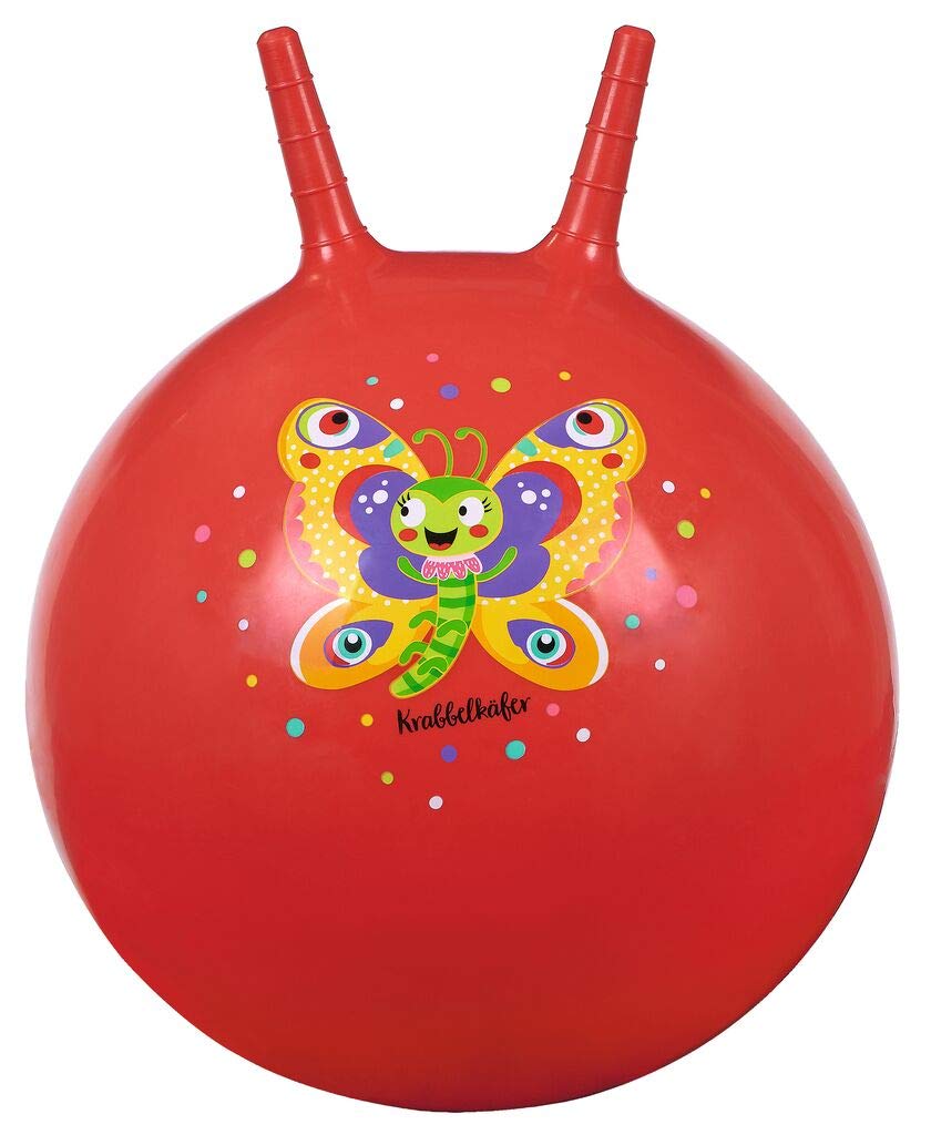 moses 16129 Crawling Beetle Bouncing Ball, Bouncing Ball for Children from 4 Years, Indoor and Outdoor Toy for Sitting and Bouncing, Red with Butterfly