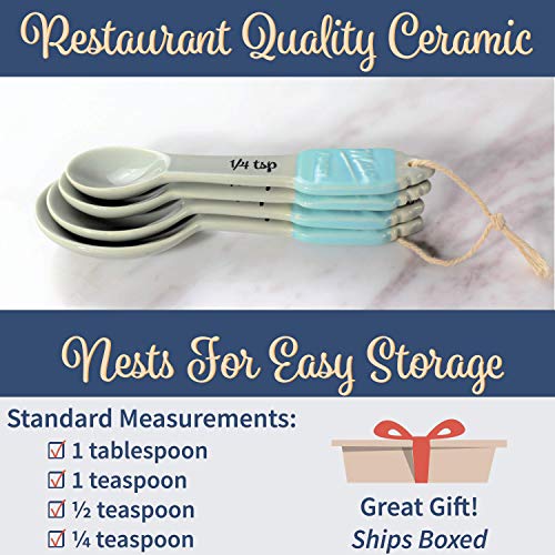 Sparrow Decor Mason Jar Ceramic Measuring Spoons Rustic Farmhouse