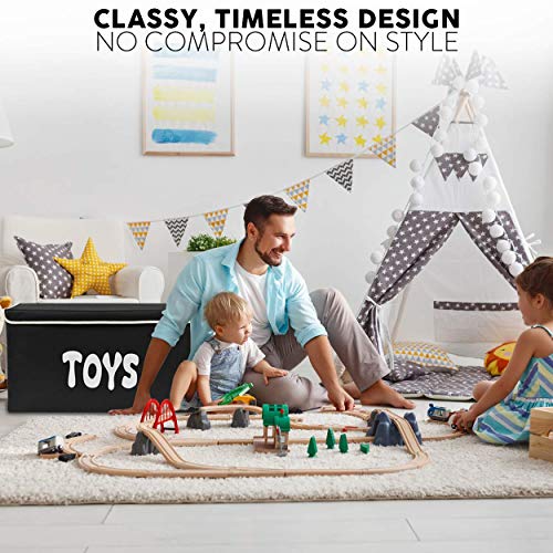 Woffit Toy Storage Organizer Chest for Kids & Living Room, Nursery, Playroom, Closet etc. - Extra Large Collapsible Toys Bin with Flip-top lid for Children & Dog Toys, Great Box for Boys and Girls