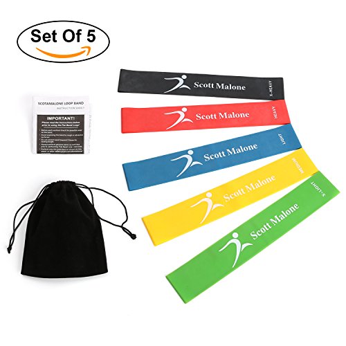 Resistance Loop Exercise Bands - Workout Bands - Stretch Bands -Best for Pilates, Stretching, Physical Therapy, Yoga and Home Fitness - with Instruction Guide & Handy Carry Bag -Scotamalone