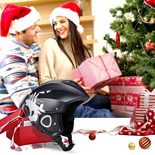 MOHOO Ski Helmet, Snowboard Helmet - Goggles Compatible, Adjustable Venting, Removable Liner and Ear Pads, Lightweight Black Safety-Certified Snow Sports Helmet for Men, Women