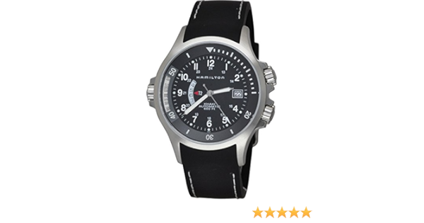 Amazon.com: Hamilton Khaki Navy Black Dial GMT Mens Watch H77615333: Watches
