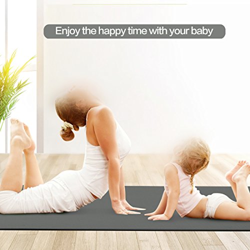 FARLAND Non Slip Yoga Mat with Carrying Strap - Eco Friendly TPE Workout Mat Exercise Mat,Anti-tear Hot Pilates Fitness Yoga Mat in Home & Gym (Grey Black)