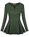 Miusey Blouses for Women, Ladies Split Neck Flounce Draped Ruffle Bottom A-line Elegant Empire Waist Henleys Tunic Peplum Top Green X-Large