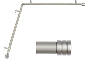 Heavy Duty Corner Window Curtain Rods 36 to 72 Inch, HOTOZON 1 Inch Telescoping Single Drapery Rod, Antique Silver, End Cap Finials