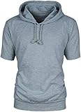 Angel Cola Men's Short Sleeve Plain Cotton Lightweight Hoodie Shirts Gray L