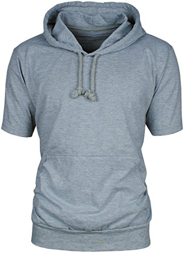 Angel Cola Men's Short Sleeve Plain Cotton Lightweight Hoodie Shirts Gray L