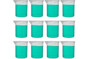 SEOH 100ml Plastic Beaker, Low Form, Reusable, Polypropylene, Molded Graduations (Pack of 12)