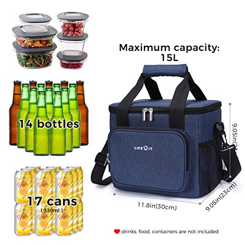 Lifewit Large Lunch Bag Insulated Lunch Box Soft Cooler Cooling Tote for Adult Men Women, 24-Can (15L), Blue