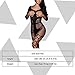 BOOMLEMON Women's Open Bust Bodystocking 3/4 Sleeve Crotchless Fishnet Lingerie Bodysuit Black