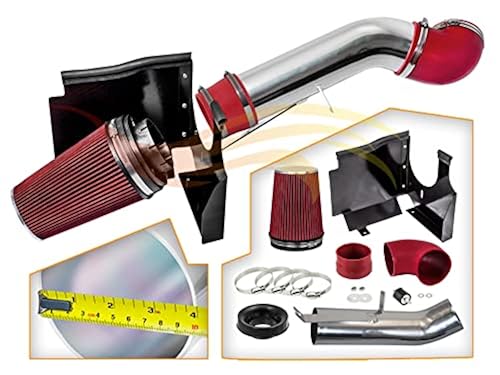 Red Cold Air Intake System With Heat Shield For GMC/Chevy 4.8L, 5.3L, 6.0L V8 Engines (1999-2006) - Aluminum Build & Easy Fit