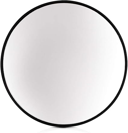 Elegance By Casa Chic Grand Miroir Mural En Metal 58 5 Cm Rond Metal Galvanise Noir Amazon Fr Cuisine Maison