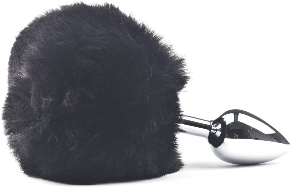 BeHorny Fluffy Bunny Tail Butt Plug, Black