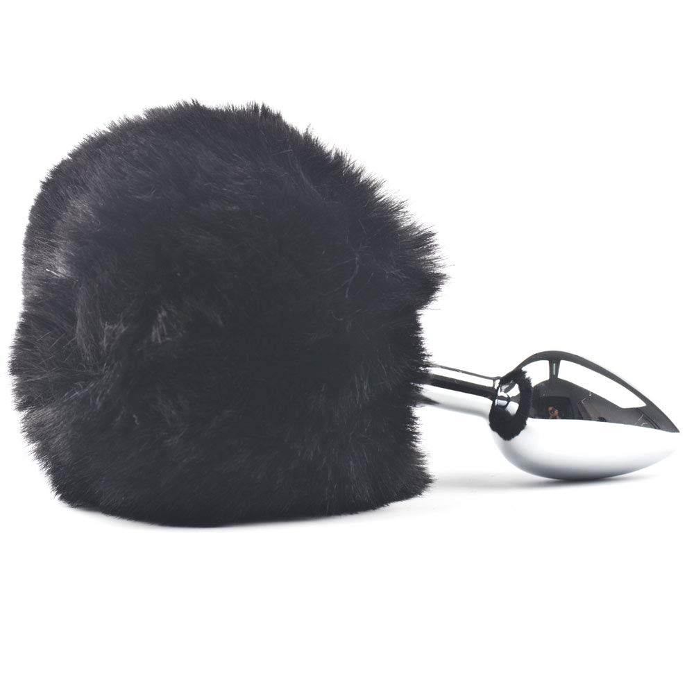 BeHorny Fluffy Bunny Tail Butt Plug, Black