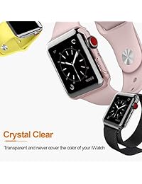 LELONG [2 estilos] Compatible con Apple Watch Protector de pantalla y funda 1.496 in, Protector de pantalla, 38 mm