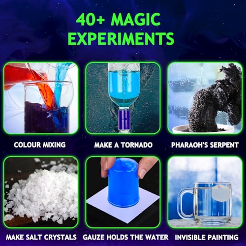 Greek Science 75+ Science Experiments for Kids, Glow in the Dark Science Kit with Glowing Test Tube, Glowing Waves, Colorful Bouncy Balls, STEM Toys Christmas Birthday Gift for Girls and Boys
