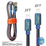 Sunggo Denim Lightning Cable 2Packs 3FT 6FT Jeans Braided High Speed iPhone charging cable for iPhone charger