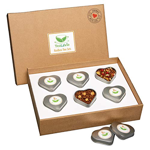 TeaLaVie 6er Rooibostee-Geschenk-Set (65g) Probierset Kleinigkeit Dankeschön Geschenkidee Herbst kalte Jahreszeit