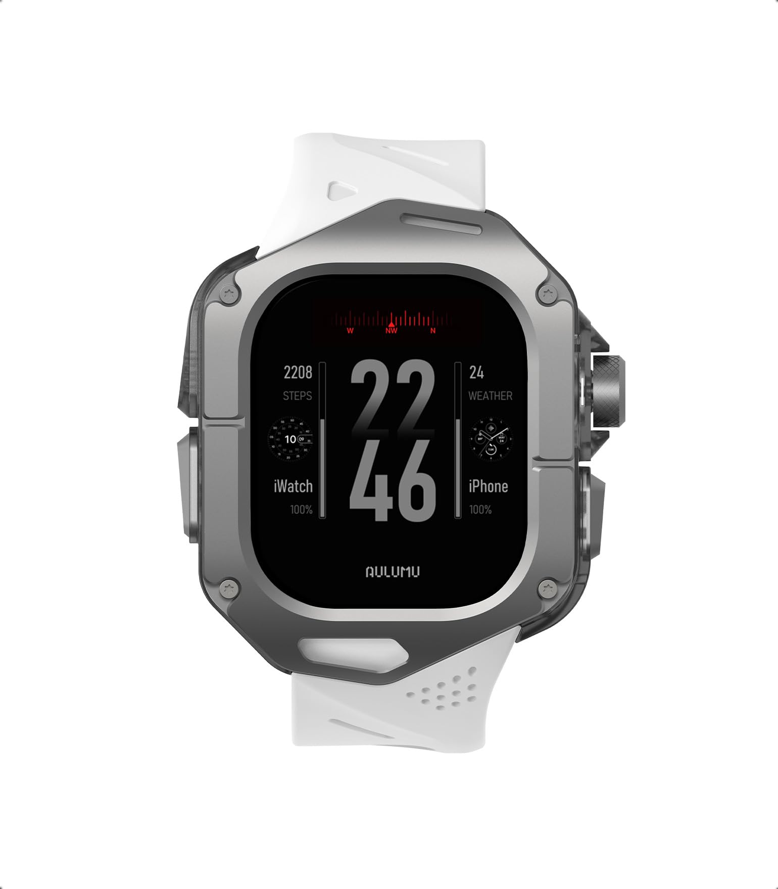 Photo 1 of Aulumu A01 Titanium Case with Apple Watch Ultra Band 49MM | Luxury Design | Only for Apple Watch Band Ultra 1/2/3 49mm | Titanium Case with White Straps