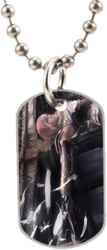 Final Fantasy XIII Lightning design custom Big Size Oval Dog Tag65292;Silver animal tags65292;useful as key chain, luggage tag.