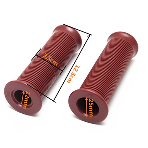 E-Bro 7/8" Motorcycle Rubber Hand Grips Handlebar (Brown) - Thumbnail 3