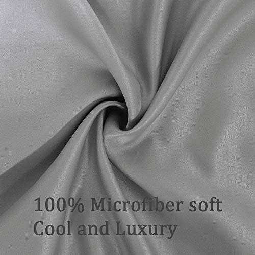 Muama 2 Pack Silk Satin Pillowcases for Hair and Skin, Cool, Soft and Breathable Envelope Closure Pillow Cases Cover【Standard（20x26 Deep Grey】