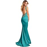 SoDigne Mermaid Satin Bridesmaid Dresses for Women Backless Long Prom Dress Spaghetti Straps Formal Evening Gown