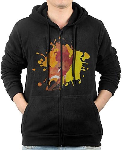 Men Red Fox Watercolour Print Full Zip Hoodie Sweatshirt Fleece Pullover Hooded Shirts Pocket M