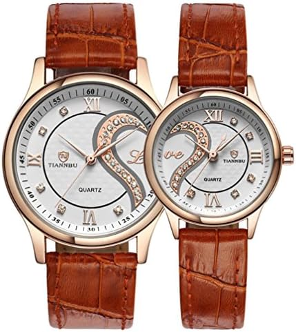 Brighome 1 Pair/ 2pc Tiannbu Ultrathin Leather Romantic Fashion Couple Wrist Watches