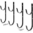 Pool Pole Hanger Premium 4pc Black Aluminium Holder Set by Aquatix Pro, Ideal Hooks for Telescopic Poles, Skimmers, Leaf Rakes, Nets, Brushes, Vacuum Hose, Garden Tools and Swimming Pool Accessories