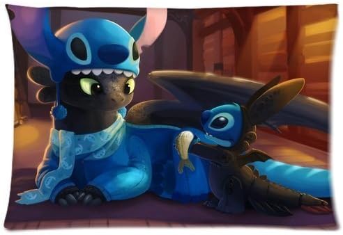 Chris G Dodge How To Train Your Dragon Toothless Stitch Pillow Case Polyester &amp; Cotton Twin Sides Printed Zippered 20X30 Inch Pillowcase
